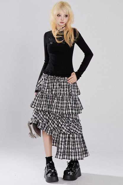 Vintage Check Layered Skirt