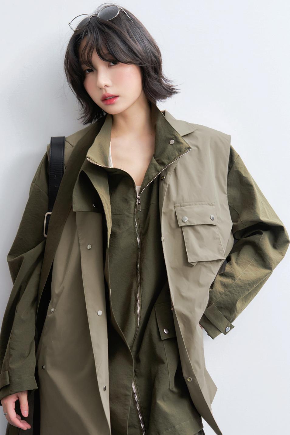 stand collar padded vest