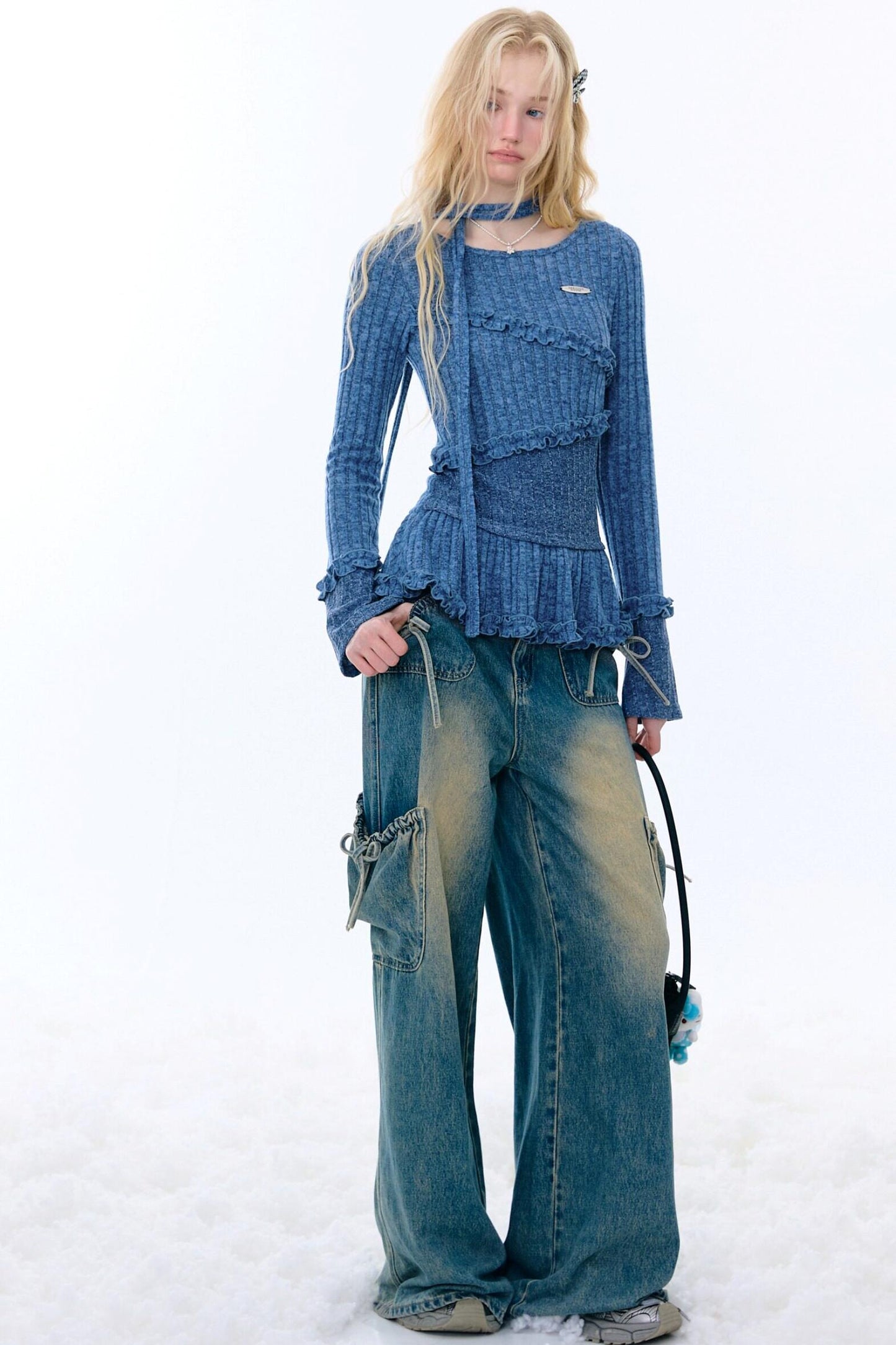 Irregular Ruffle Knit Top