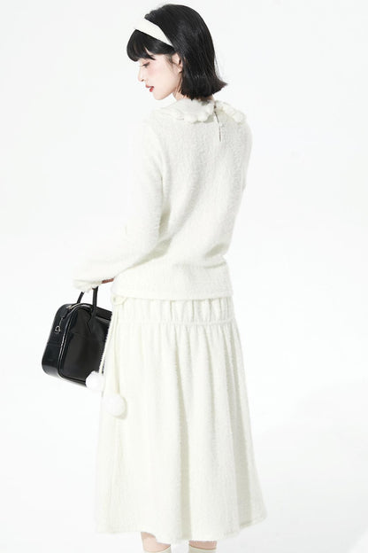 ソフトリブドニットフレアスカート