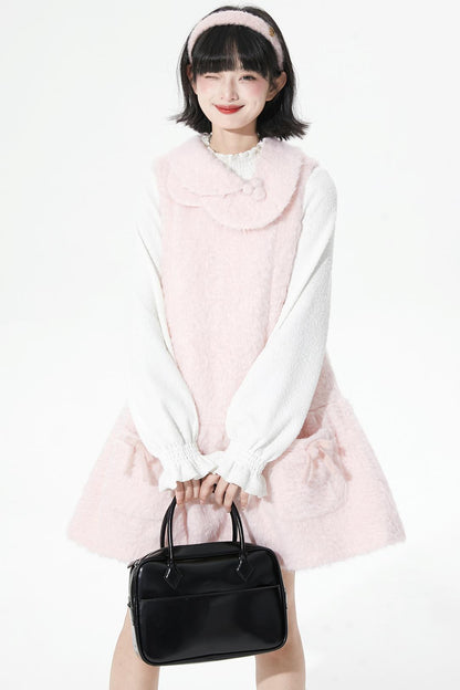 ピンクウールンニットドレス