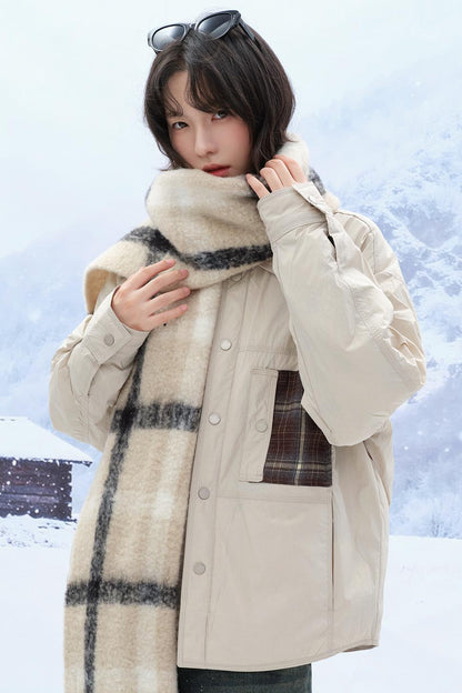 チェックコントラストカラーダウンジャケット