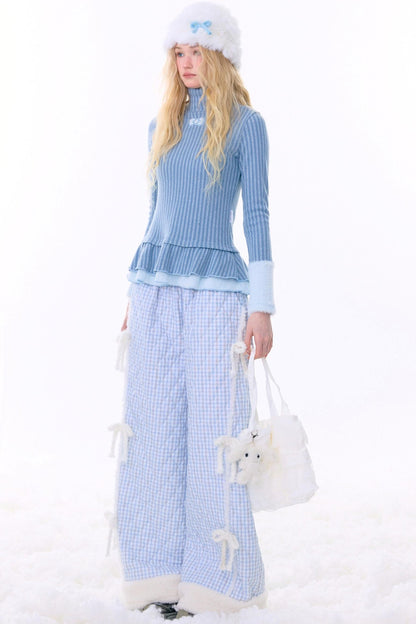 One-point Bow Peplum Top