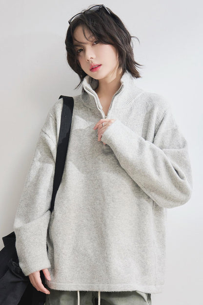 Stand Neck Knit Sweater