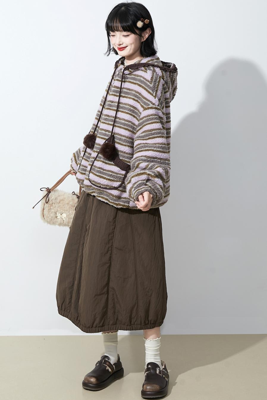 ピンクパープルラムウールコート