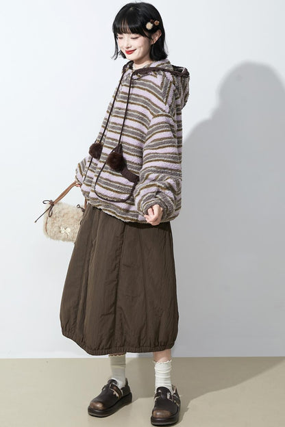 ピンクパープルラムウールコート