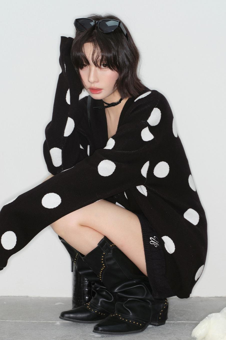 ビッグドットニットカーディガン