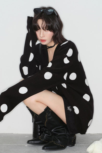 ビッグドットニットカーディガン