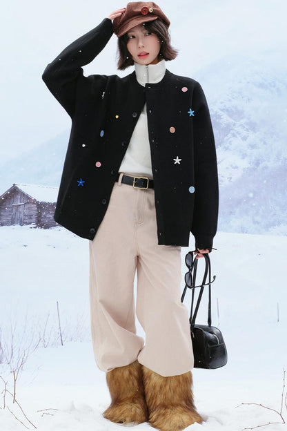 Colorful Button Knit Cardigan