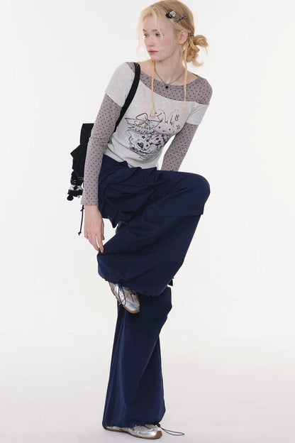 Gray Tone Rabbit Print Blouse