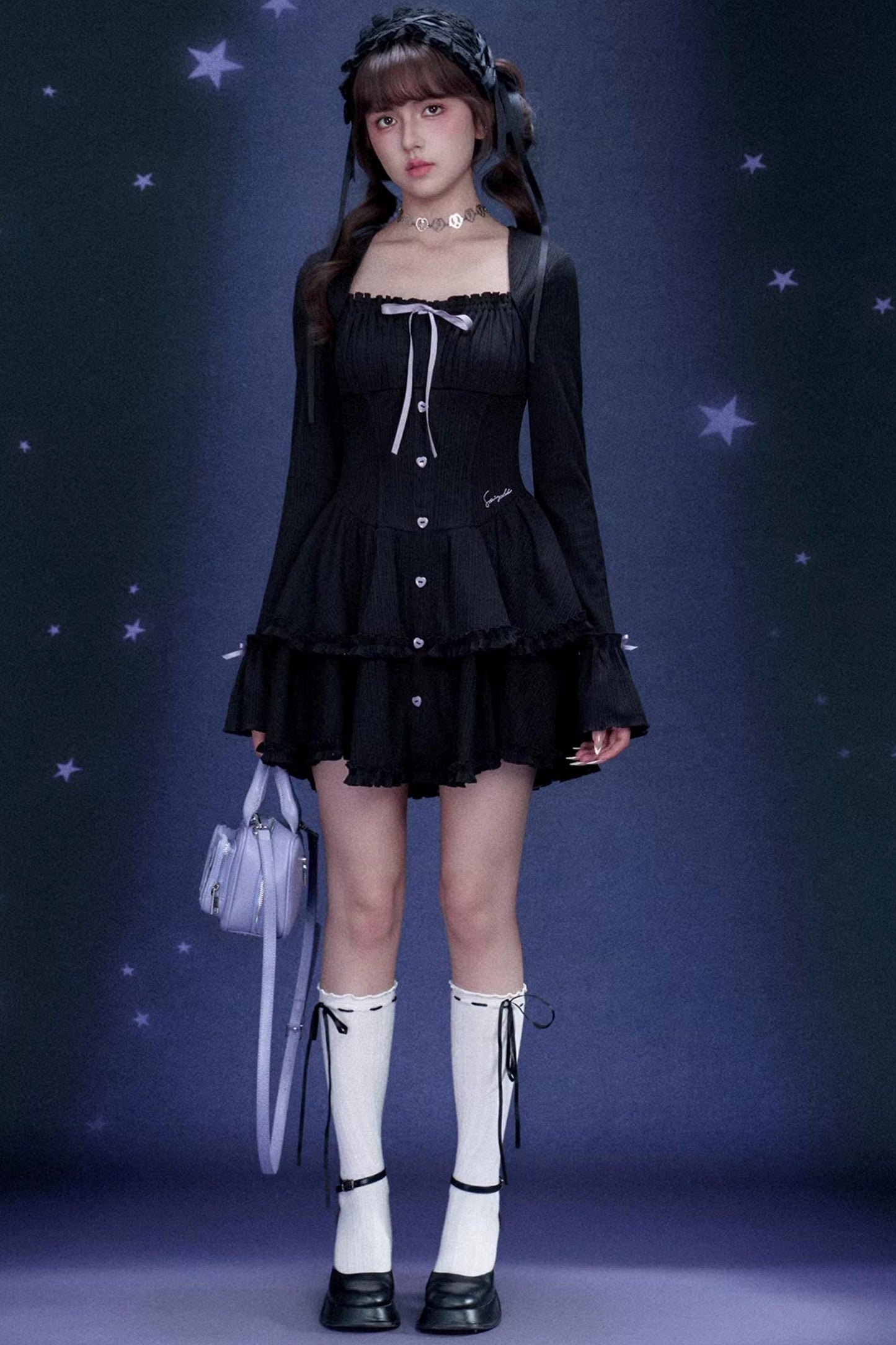 Black and Purple Cake Dress