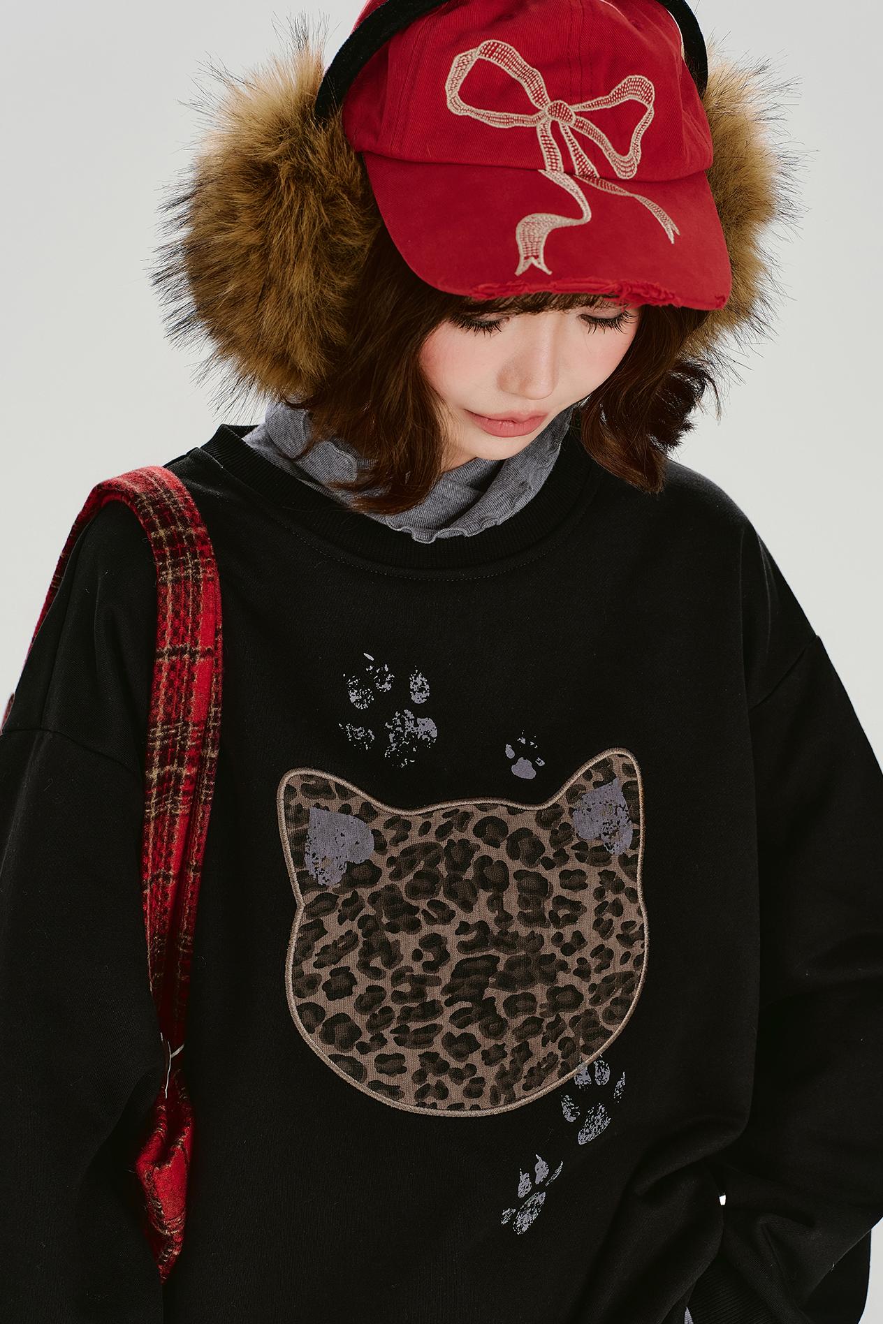 レトロレオパードルーズモードトップス