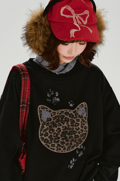 レトロレオパードルーズモードトップス