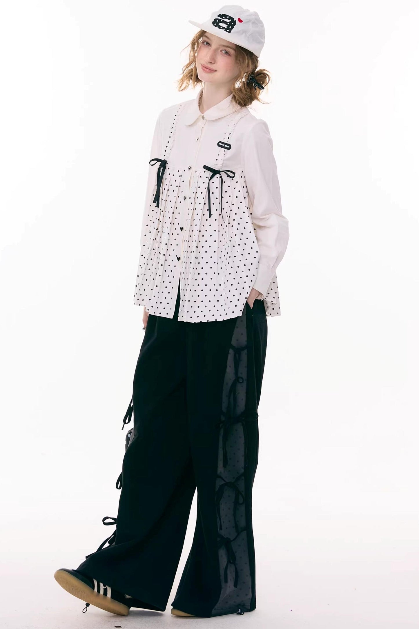 サイドリボンワイドパンツ