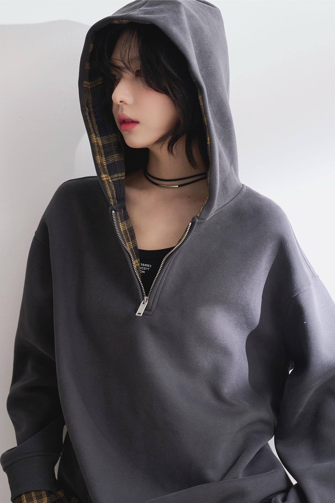 Check Stitch Hooded Sweatshirt