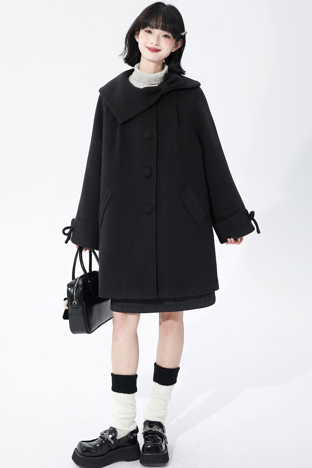 インクダイアシンメトリーウールコート