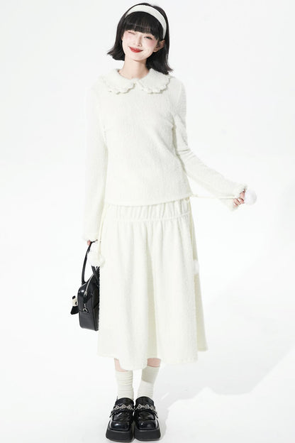 Feather Yarn Doll Collar Sweater