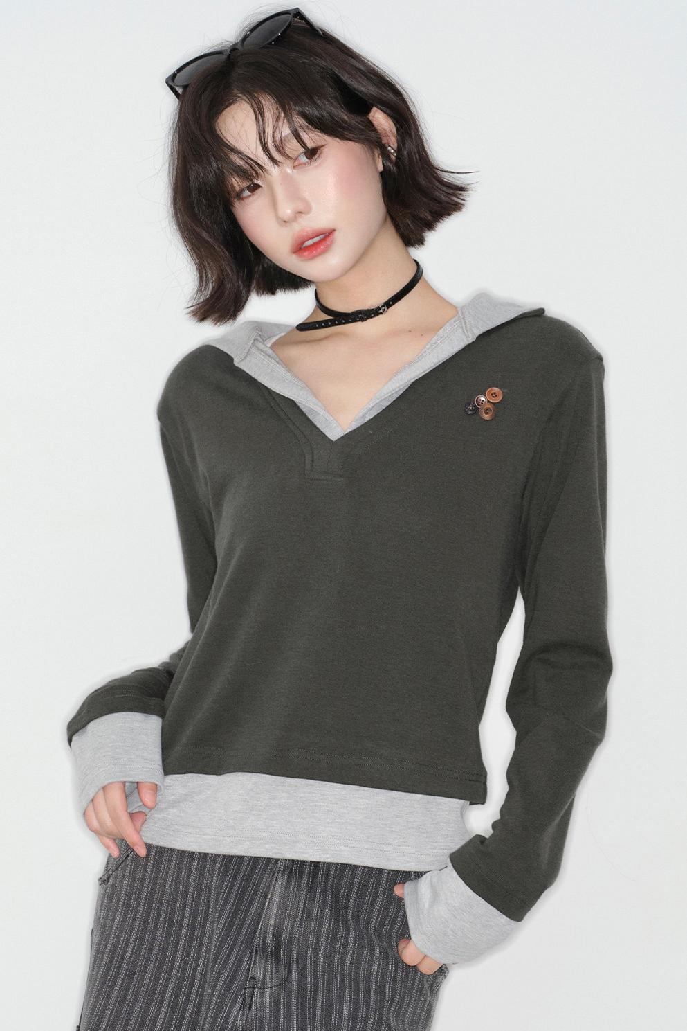 Patchwork Hooded Color Block Top