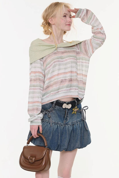 Spring Mist Striped Knit Top