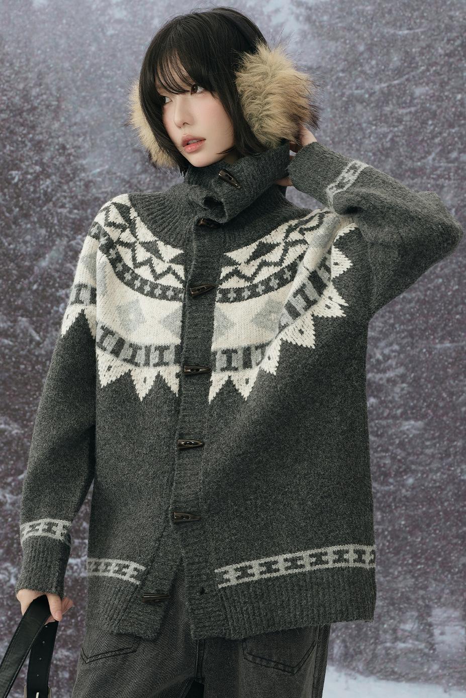 カラーコントラストニットカーディガン