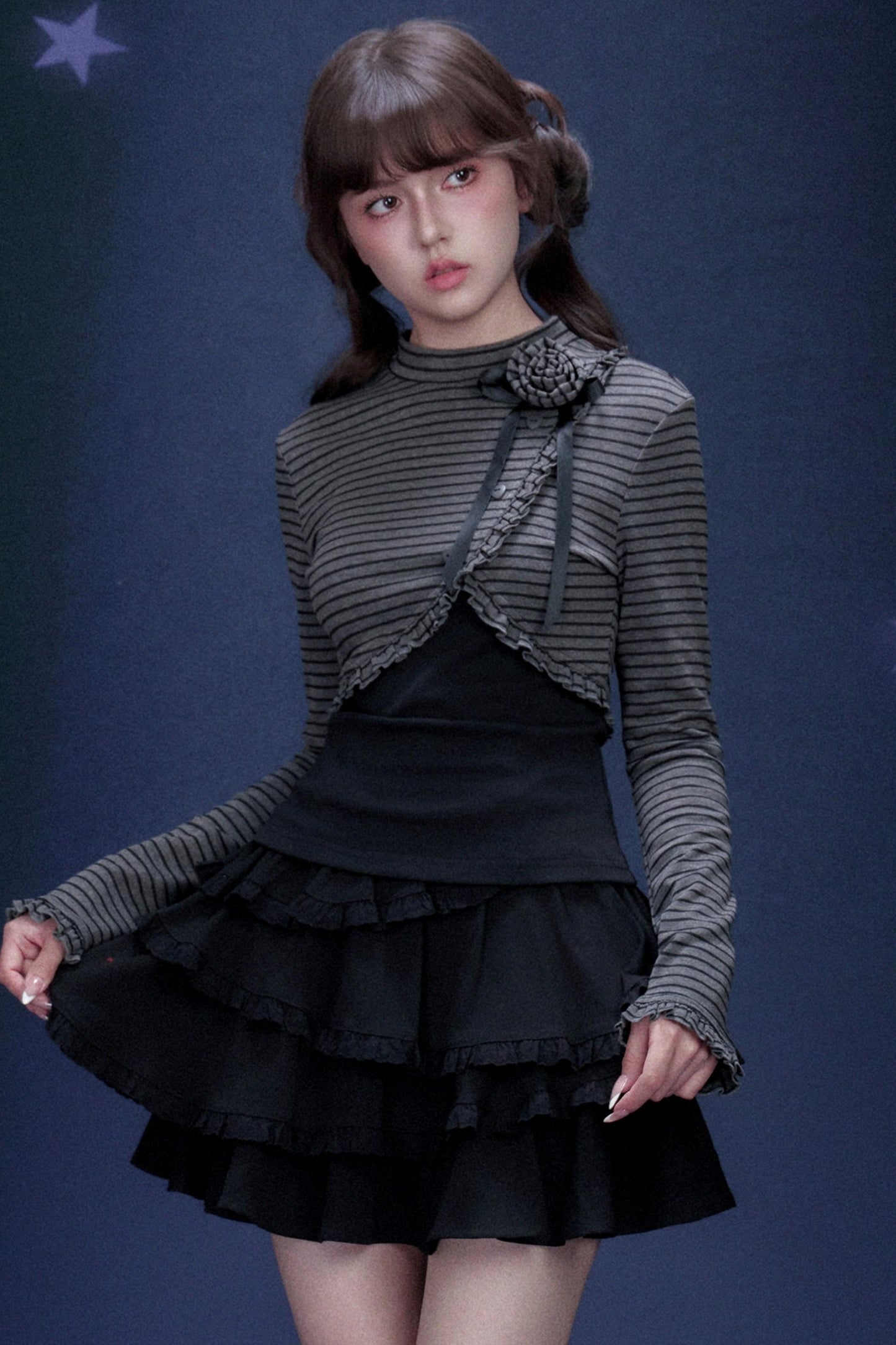 Striped Rose Brooch Top