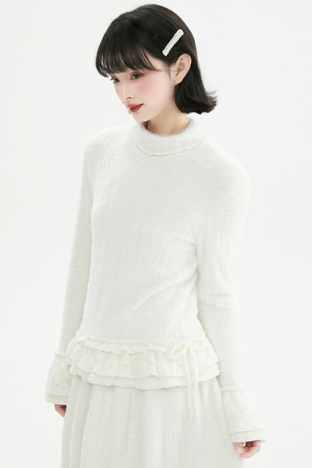 ミルキーホワイトレースニットトップ