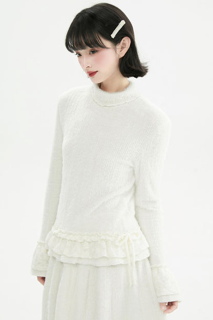ミルキーホワイトレースニットトップ
