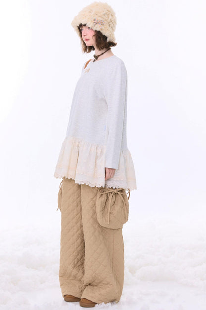 Retro Casual Lace Ribbon Top