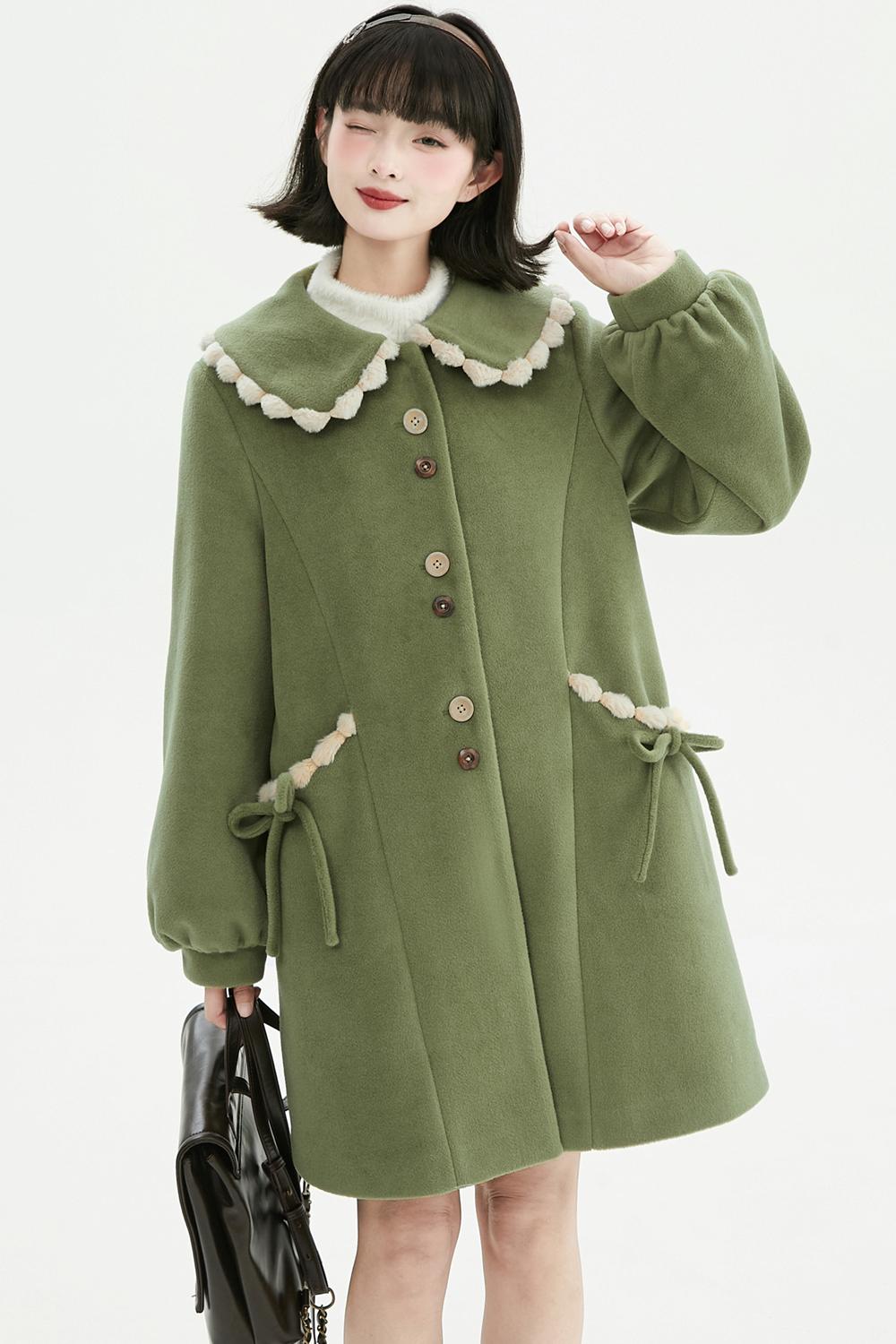 ジャスミングリーンウールコート