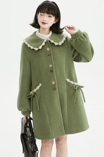 ジャスミングリーンウールコート