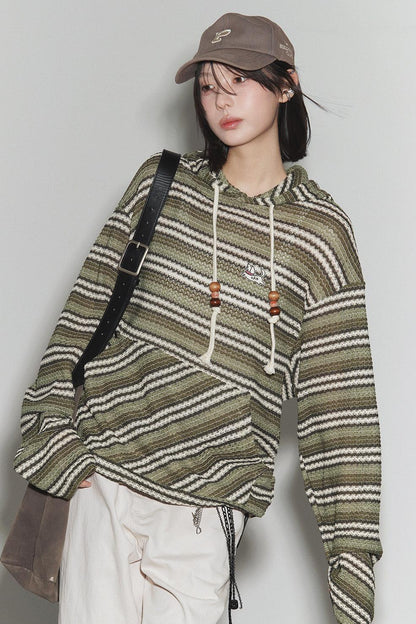 重力条纹连帽上衣