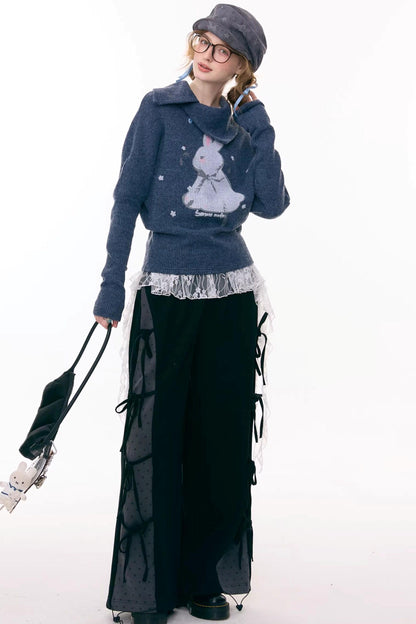 Rabbit Print Knit Top