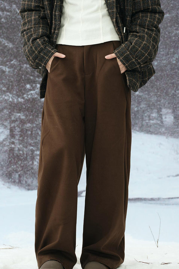 Solid color straight pants