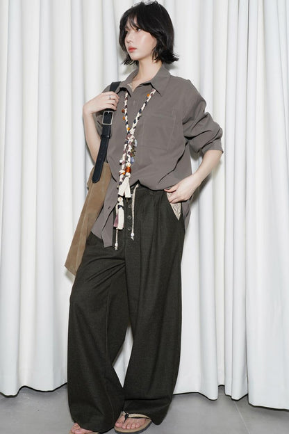 ベーシックソリッドロングスリーブシャツ