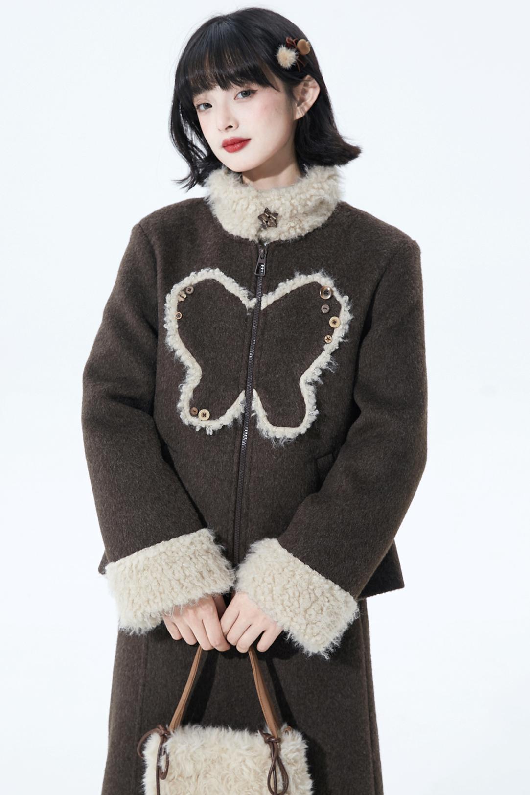 ダークブラウンファーカラーコート