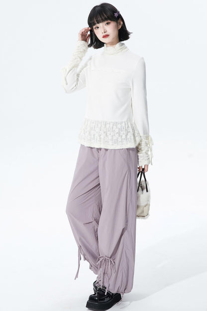 Gray purple fleece lined pants