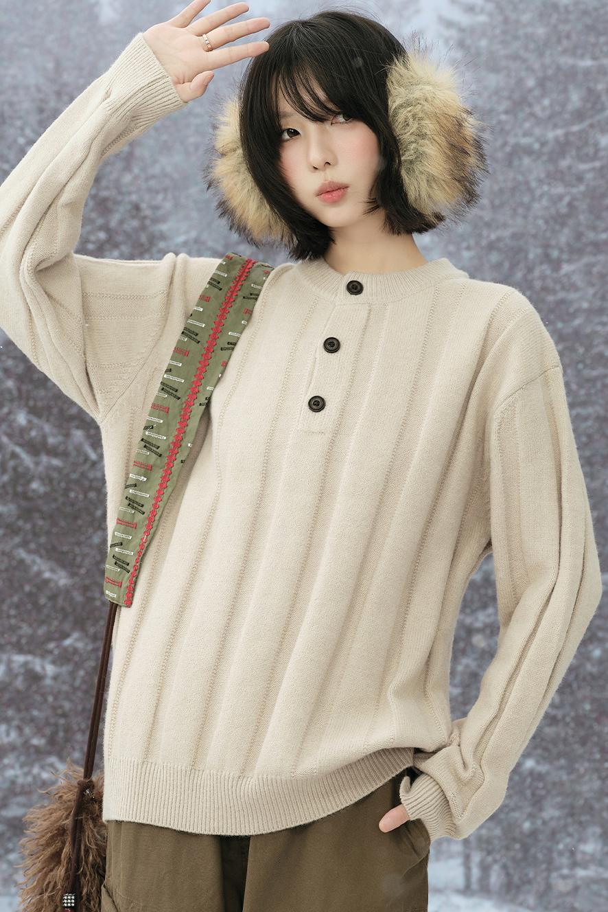 striped round neck sweater