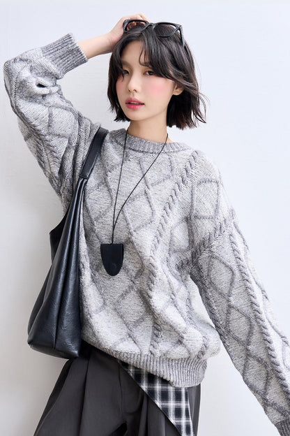 レトロダイヤモンドニットスウェット