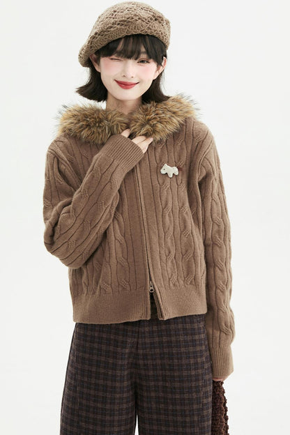 コーヒーファーカラーカーディガン