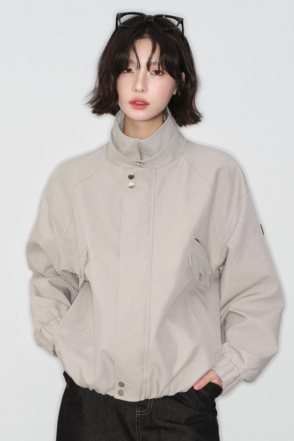 ソリッドカラースタンドカラージャケット