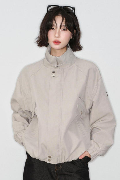 ソリッドカラースタンドカラージャケット