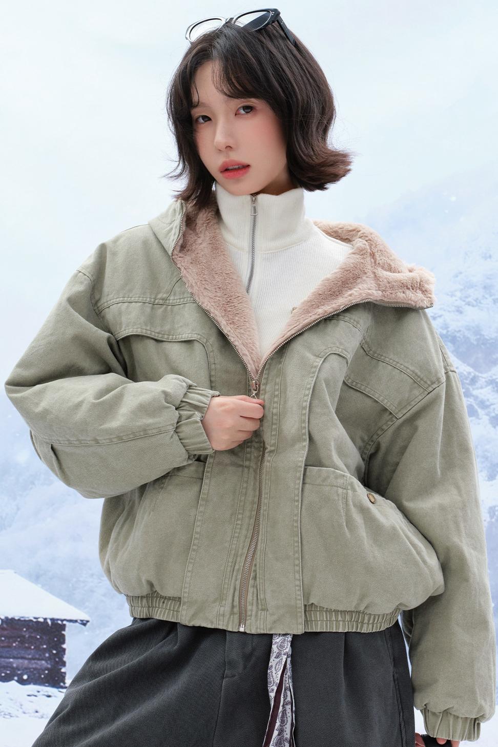 Plush Hooded Cotton Jacket