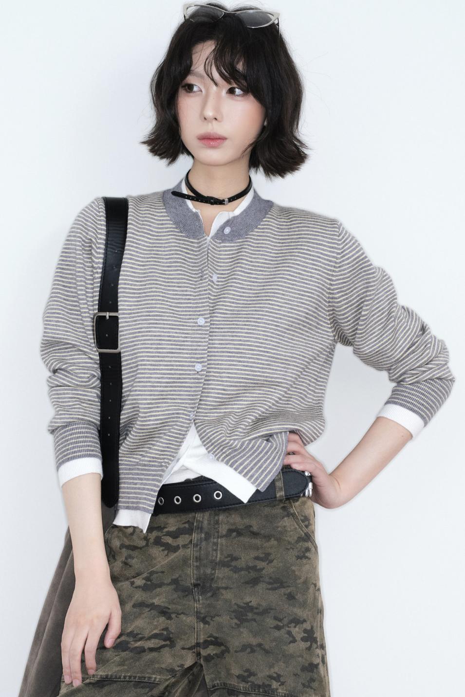 Fake Two-Piece Knitted Cardigan