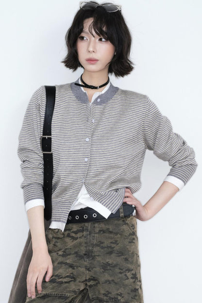 Fake Two-Piece Knitted Cardigan