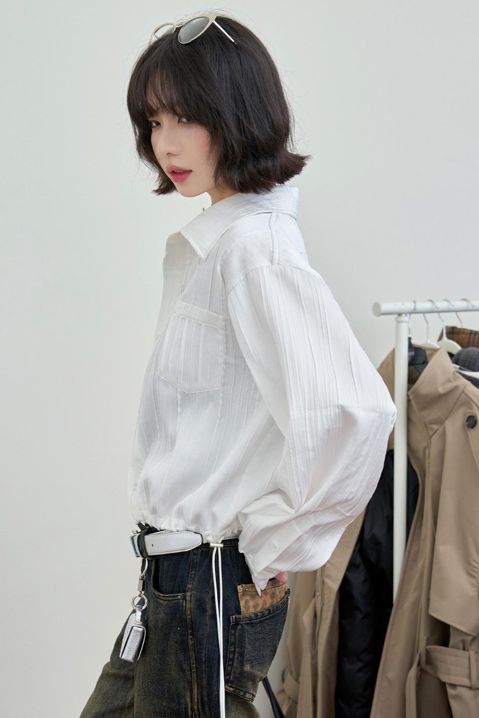 Gravity Textured Drawstring Top