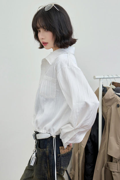 Gravity Textured Drawstring Top