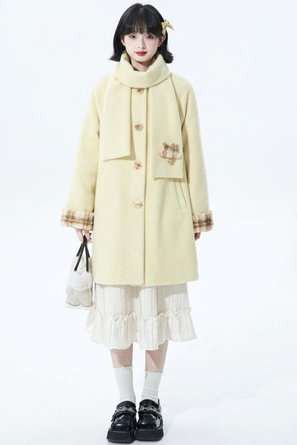 デタッチャブルプラッシュウールコート