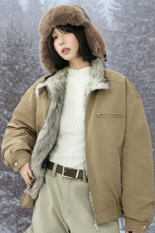 Fox Fur Collar Cotton Jacket