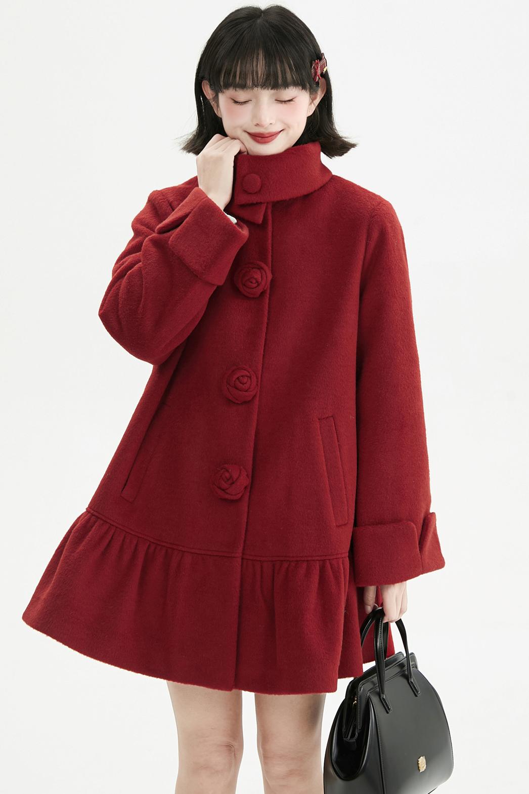 ローズラッフルウールコート