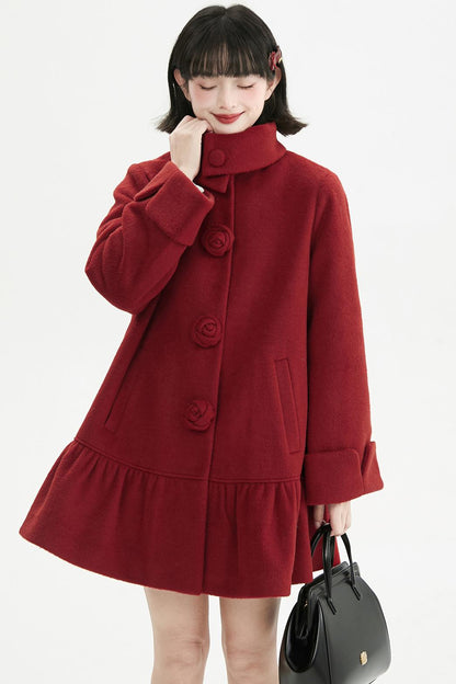 ローズラッフルウールコート